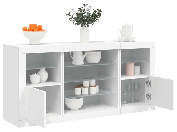 VidaXL LED-es Tálalószekrény - Fehér - 142,5cm