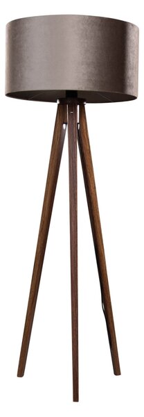 Háromlábú állólámpa diófa, bézs bársony árnyékolóval 50 cm - Tripod Classic