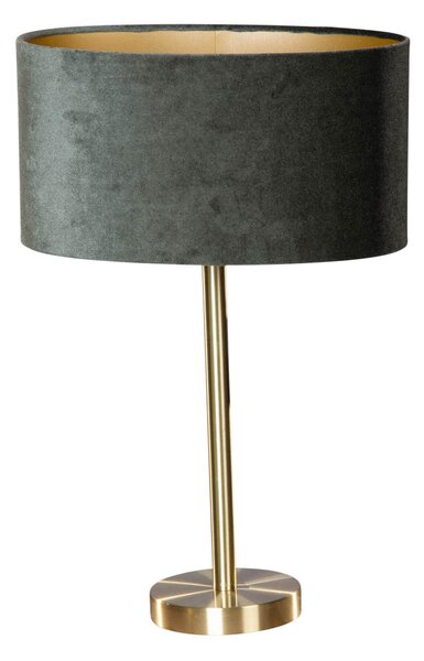 Asztali lámpa sárgaréz ovális bársony lámpabúrával, zöld, 35 cm - Simplo