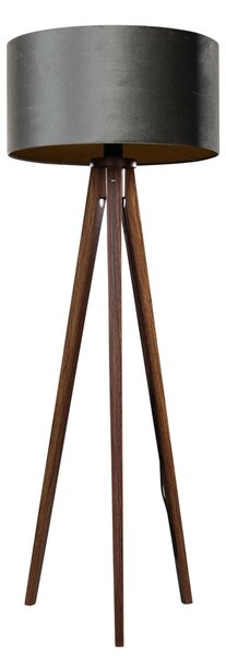Háromlábú állólámpa diófa zöld bársony árnyékolóval 50 cm - Tripod Classic