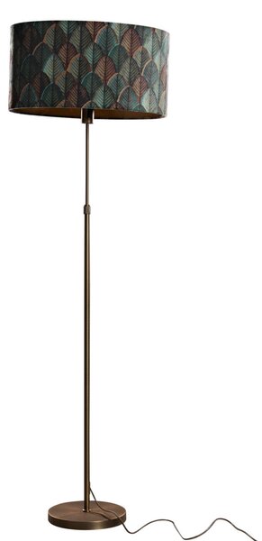 Állólámpa bronz ovális bársony lámpabúrával, levélmintás, 50 cm - Parte
