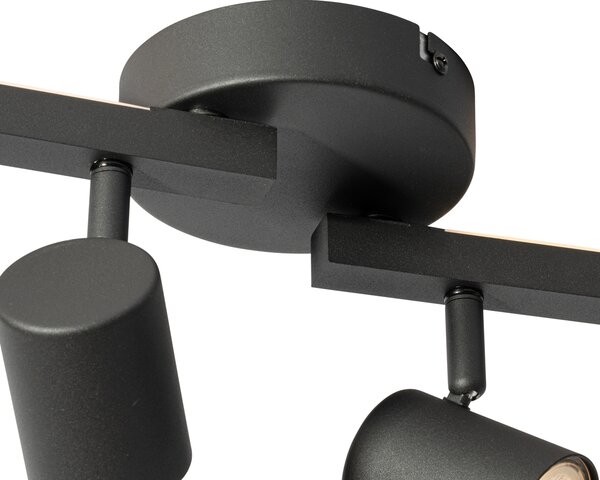 Fekete GU10 50mm-es mennyezeti spotlámpa 4-es, háttérvilágítással és 3 fokozatú kapcsolóval - Back Up