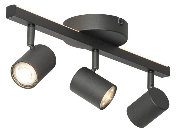 Mennyezeti spotlámpa fekete GU10 50mm 3-lámpás háttérvilágítással és 3 fokozatú kapcsolóval - Back Up