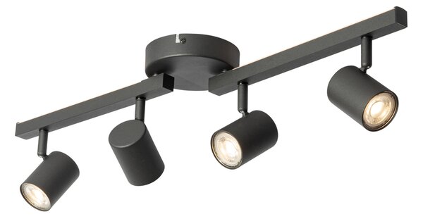 Fekete GU10 50mm-es mennyezeti spotlámpa 4-es, háttérvilágítással és 3 fokozatú kapcsolóval - Back Up