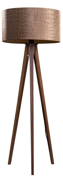 Háromlábú állólámpa diófa, bársony lámpabúra krokodil mintával, 50 cm - Tripod Classic
