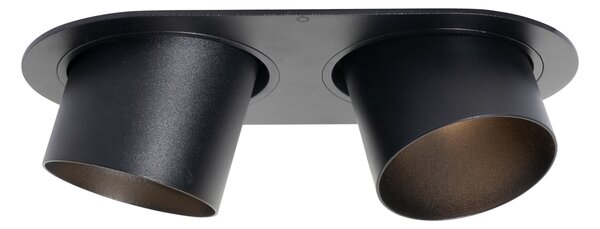 6 darabos süllyesztett spotlámpa készlet fekete GU10 70mm dönthető 2-lámpás - Installa