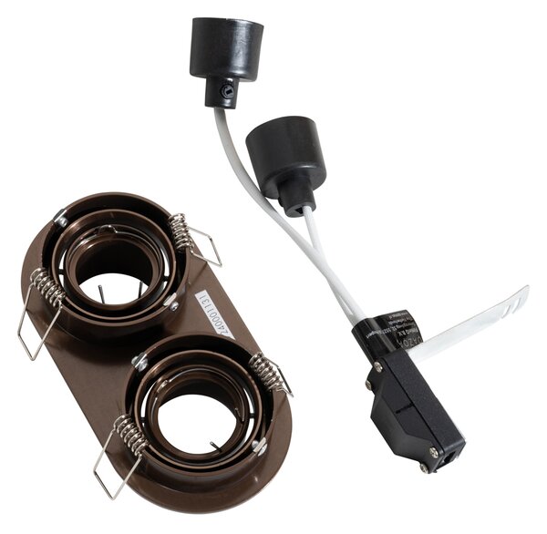 6 darabos süllyesztett spotlámpa szett sötét bronz GU10 35mm dönthető 2-lámpás - Installa