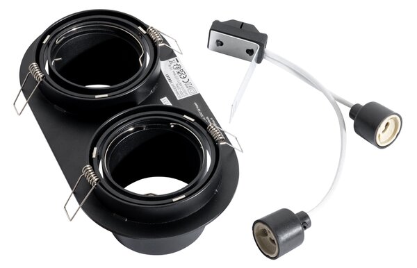 6 darabos süllyesztett spotlámpa készlet fekete GU10 70mm dönthető 2-lámpás - Installa