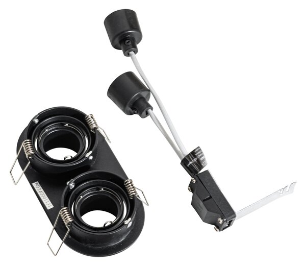 6 darabos süllyesztett spotlámpa készlet fekete GU10 35mm dönthető 2-fényű - Installa