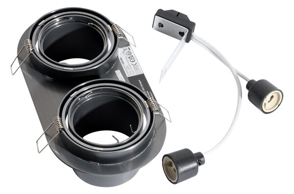 6 darabos süllyesztett spotlámpa készlet fegyverszürke GU10 70mm dönthető 2-lámpás - Installa