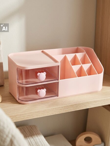 Sinsay - Íróasztali rendszerező rekeszekkel és átlátszó fiókokkal - pasztellpink