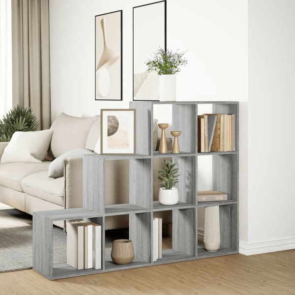 VidaXL 9 Rekeszes Könyvespolc - Sonoma Szürke - 137,5x29x103,5cm