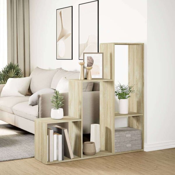 VidaXL 3 Szintes Könyvespolc - Sonoma Tölgy - 123x29x123 cm