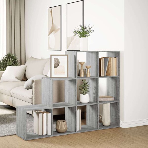 VidaXL 9 Rekeszes Könyvespolc - Sonoma Szürke - 137,5x29x103,5cm