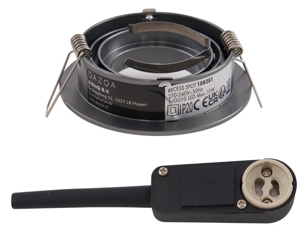 Modern beépíthető spotlámpa, antracit GU10, 50 mm-es kerek, dönthető - Rondoo