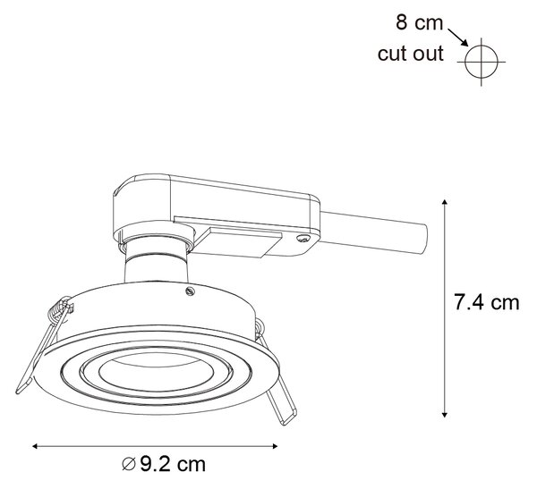 Modern beépíthető spotlámpa, antracit GU10, 50 mm-es kerek, dönthető - Rondoo