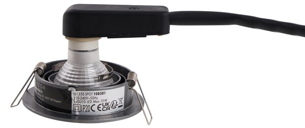 6 darabos modern, fegyverszürke, süllyesztett spotlámpa szett GU10 50mm kerek dönthető - Chuck