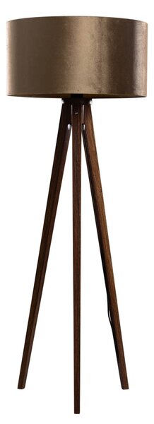 Háromlábú állólámpa diófa talppal és bronz bársony lámpabúrával 50 cm - Tripod Classic