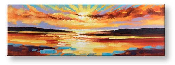 Kézzel festett kép NAPLEMETNE 1 részes YOBCFASS008 - 150x50 cm