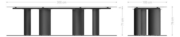 DELIFE Étkezőasztal Edge 300x100 kerámia Minas melange fehér bézs pilier fém effekt felület titán