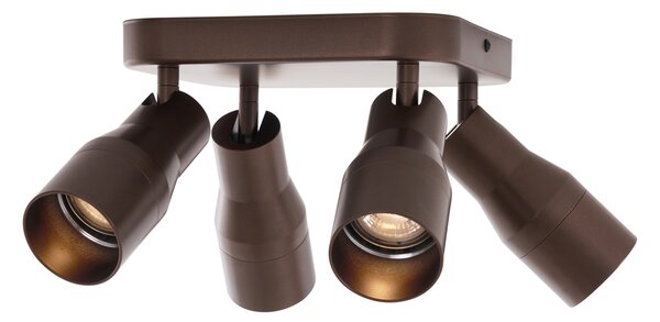 Sötét bronz GU10 mennyezeti spotlámpa, 50 mm-es négyzet alakú, 4 fényforrással - Stanley