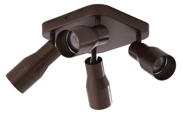 Sötét bronz GU10 mennyezeti spotlámpa, 50 mm-es négyzet alakú, 4 fényforrással - Stanley