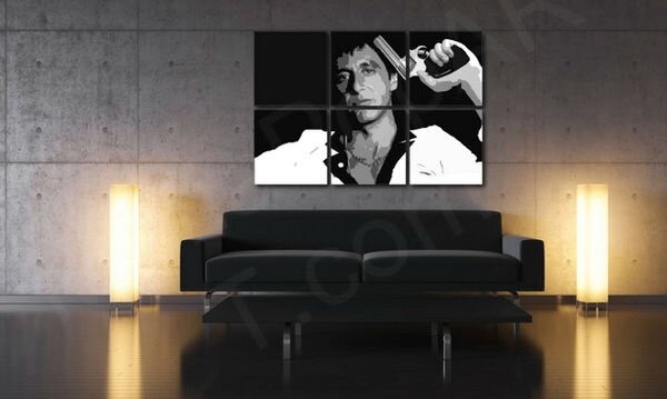 Kézzel festett POP Art festmény Sebhelyesarcú - AL PACINO 6 darab al38