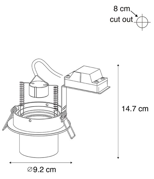 6 darabos modern, süllyesztett spotlámpa készlet, fegyverszürke, GU10 50mm, kerek, dönthető - Installa