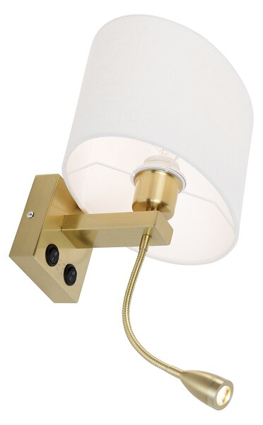 Fali lámpa sárgaréz ovális fehér lenvászon búrával 25 cm - Brescia Combi