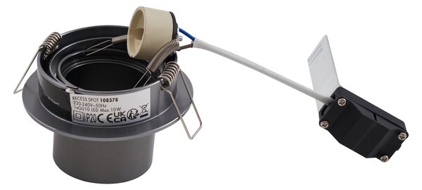 6 darabos modern, süllyesztett spotlámpa készlet, fegyverszürke, GU10 50mm, kerek, dönthető - Installa