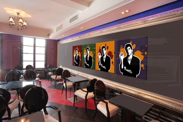 Kézzel festett POP Art festmény Sebhelyesarcú - AL PACINO 4 db 200x50cm al37