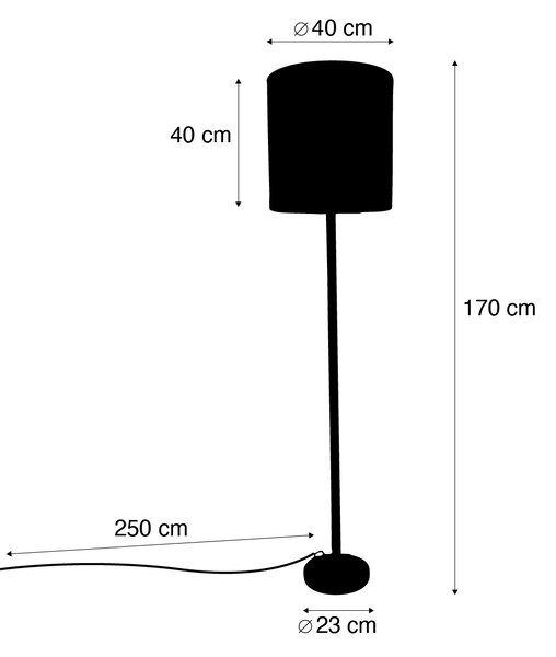 Fa állólámpa taupe bársonyernyővel 40cm - Mels