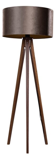 Háromlábú állólámpa diófa barna bársony árnyékkal 50 cm - Tripod Classic