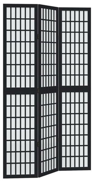 VidaXL 3 Paneles Fekete Tömörfa Térelválasztó - 105-110 x 200 cm