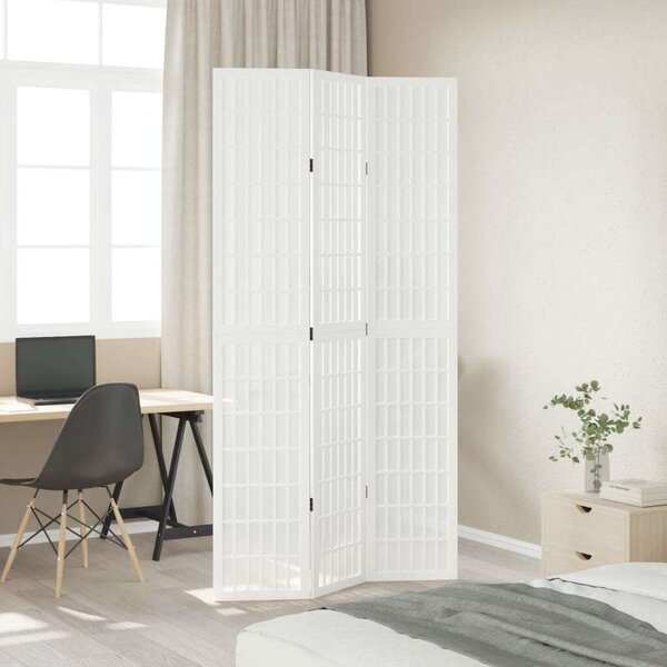 VidaXL 3 Paneles Fehér Tömörfa Térelválasztó - 105-110 x 220 cm