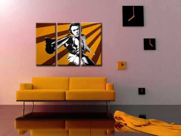 Kézzel festett POP Art festmény Clint Eastwood 3 rész ce