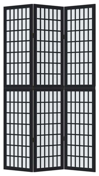 VidaXL 3 Paneles Fekete Tömörfa Térelválasztó - 105-110 x 200 cm