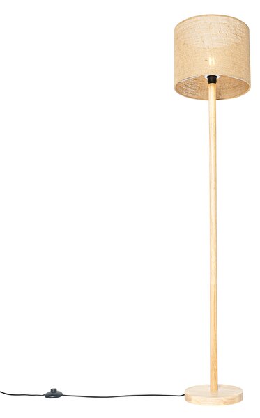 Okos fa állólámpa természetes vászonernyővel 32 cm, Wi-Fi A60-nal - Mels