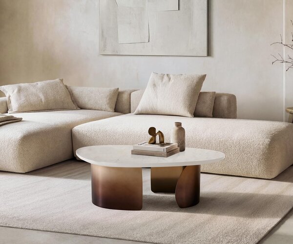 DELIFE Dohányzóasztal Marvello 100x50 cm márvány fehér fém arany Fusion Finish