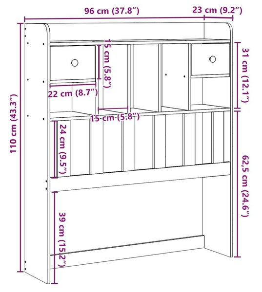 VidaXL Fejtámla Tárolóval - 90 cm