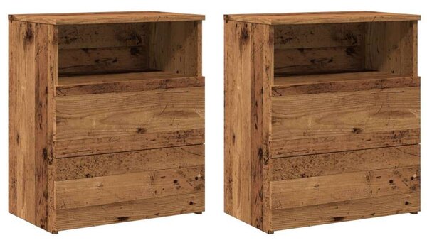 Vidaxl Antik Fa Éjjeliszekrény - 2 db - 50x32x60 cm