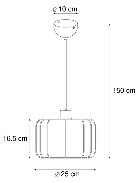 Japandi függőlámpa fekete-fehér 25 cm - Madleine