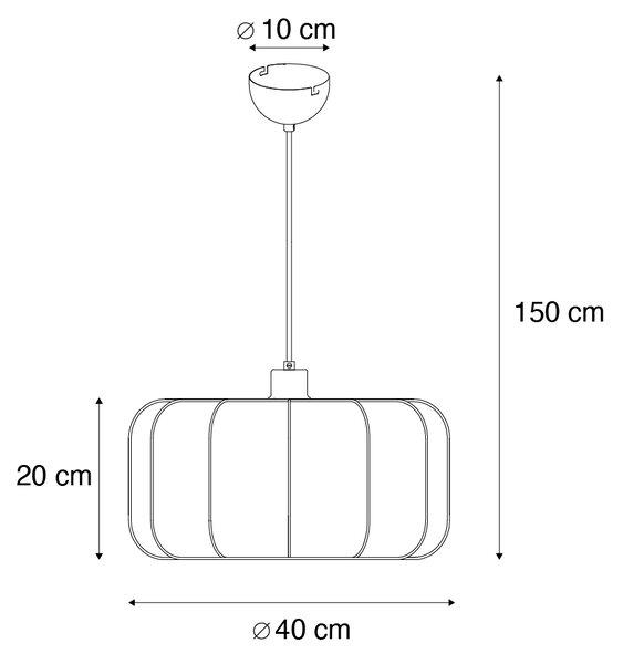 Japandi függőlámpa fekete-fehér 40 cm - Madleine