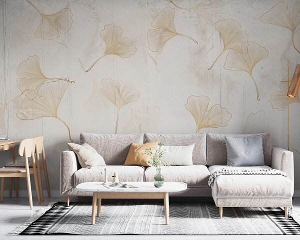 Fotótapéta Finom ginkgo levelek egy nyugodt háttérben, Designer fali fotótapéta, Népszerű fotótapéta, u96467 - Tapeko.hu