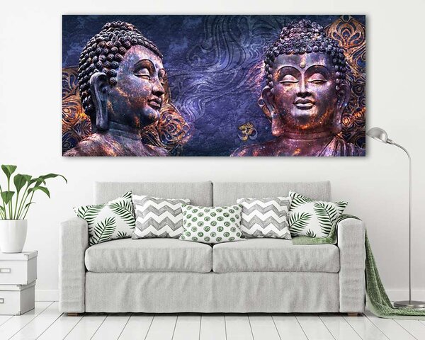 Mosolygó Buddha fejek (vászonkép)