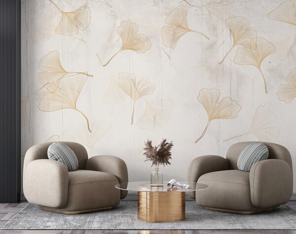 Fotótapéta Finom ginkgo levelek egy nyugodt háttérben, Designer fali fotótapéta, Népszerű fotótapéta, u96467 - Tapeko.hu