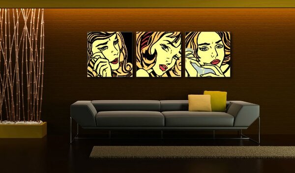 Kézzel festett POP Art festmény LICHTENSTEIN 3 darab li6