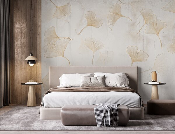 Fotótapéta Finom ginkgo levelek egy nyugodt háttérben, Designer fali fotótapéta, Népszerű fotótapéta, u96467 - Tapeko.hu