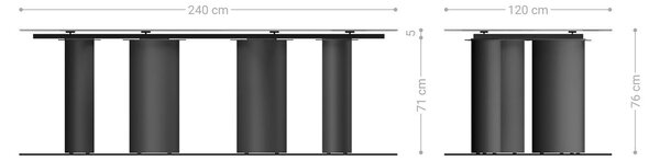 DELIFE Étkezőasztal Edge hajóformájú 240x120 cm kerámia Minas Melange fehér-bézs Pilier fém fehér