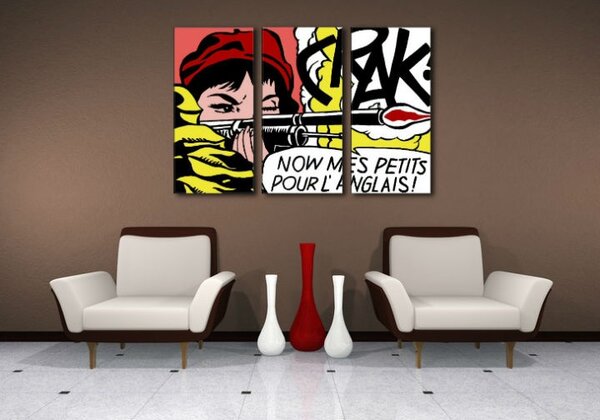 Kézzel festett POP Art festmény LICHTENSTEIN 3 darab li8